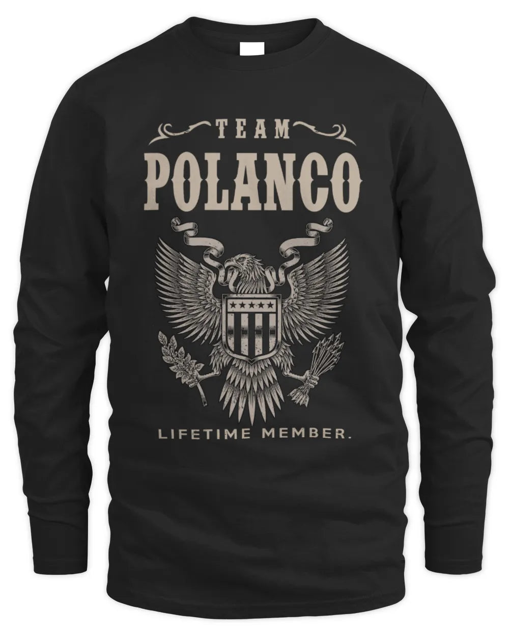 POLANCO TP06-K82 – Personalized Classic Style Apparel “Team NAME Lifetime Member” - Men's Long Sleeved T-Shirt - Black