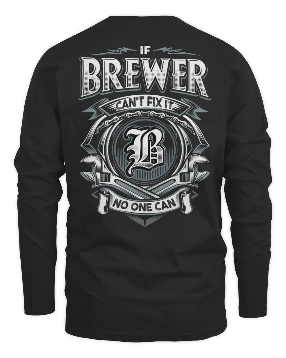 BREWER AP81-K4-626 - Personalized Ahmed Quote Apparel “If Ahmed Can't Fix It, No One Can” - Men's Long Sleeved T-Shirt - Black
