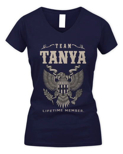 TANYA TP06-K82 – Personalized Classic Style Apparel “Team NAME Lifetime Member” - Women's V-Neck T-Shirt - Navy