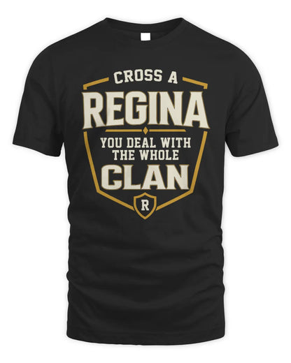 REGINA NT1-K008 Cross A/An NAME, You Deal With the Whole Clan | Personalized Vintage T-Shirt - Unisex Standard T-Shirt - Black