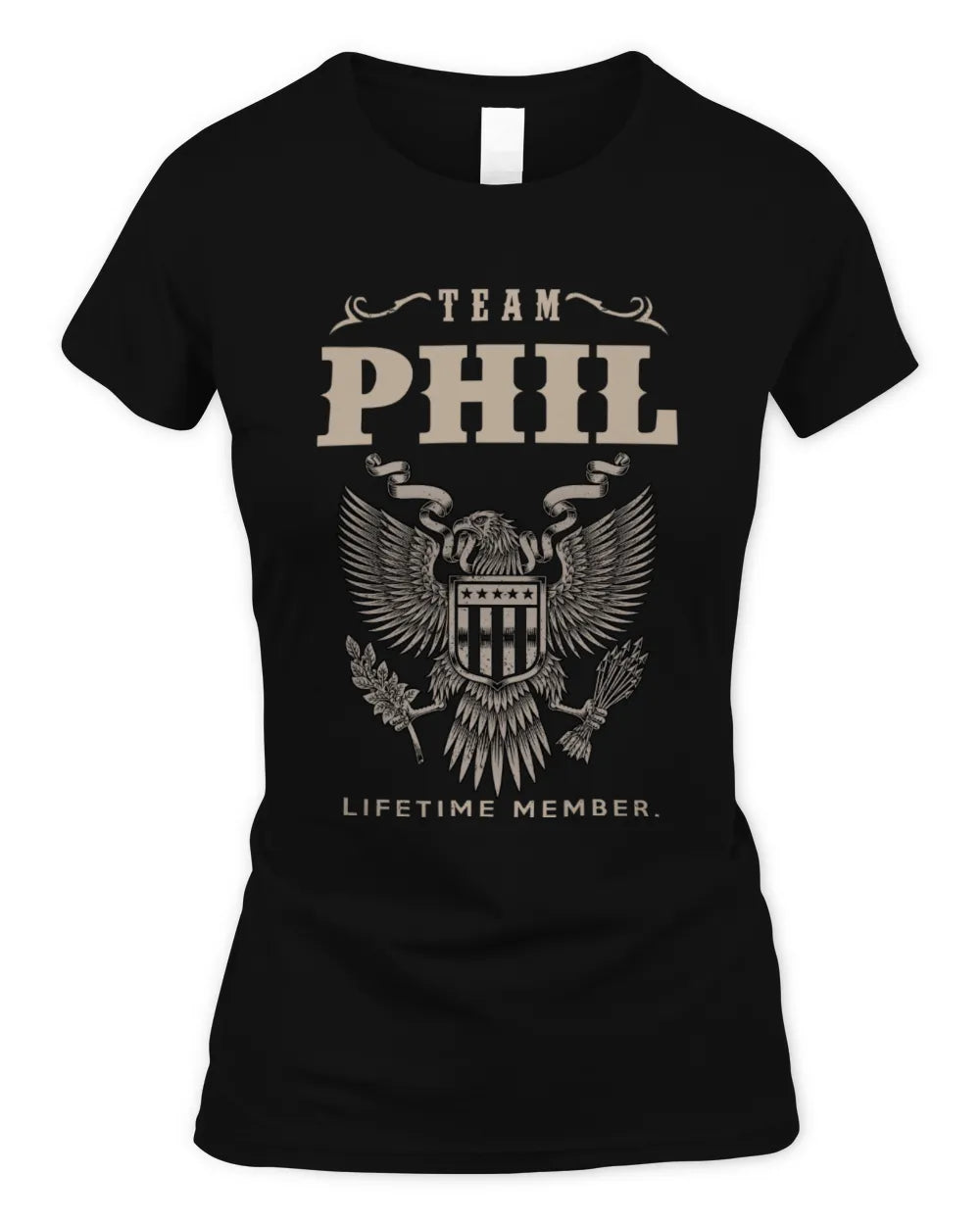 PHIL TP06-K82 – Personalized Classic Style Apparel “Team NAME Lifetime Member” - Women's Standard T-Shirt - Black