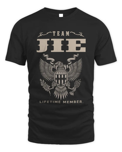 JIE TP06-K82 – Personalized Classic Style Apparel “Team NAME Lifetime Member” - Unisex Standard T-Shirt - Black