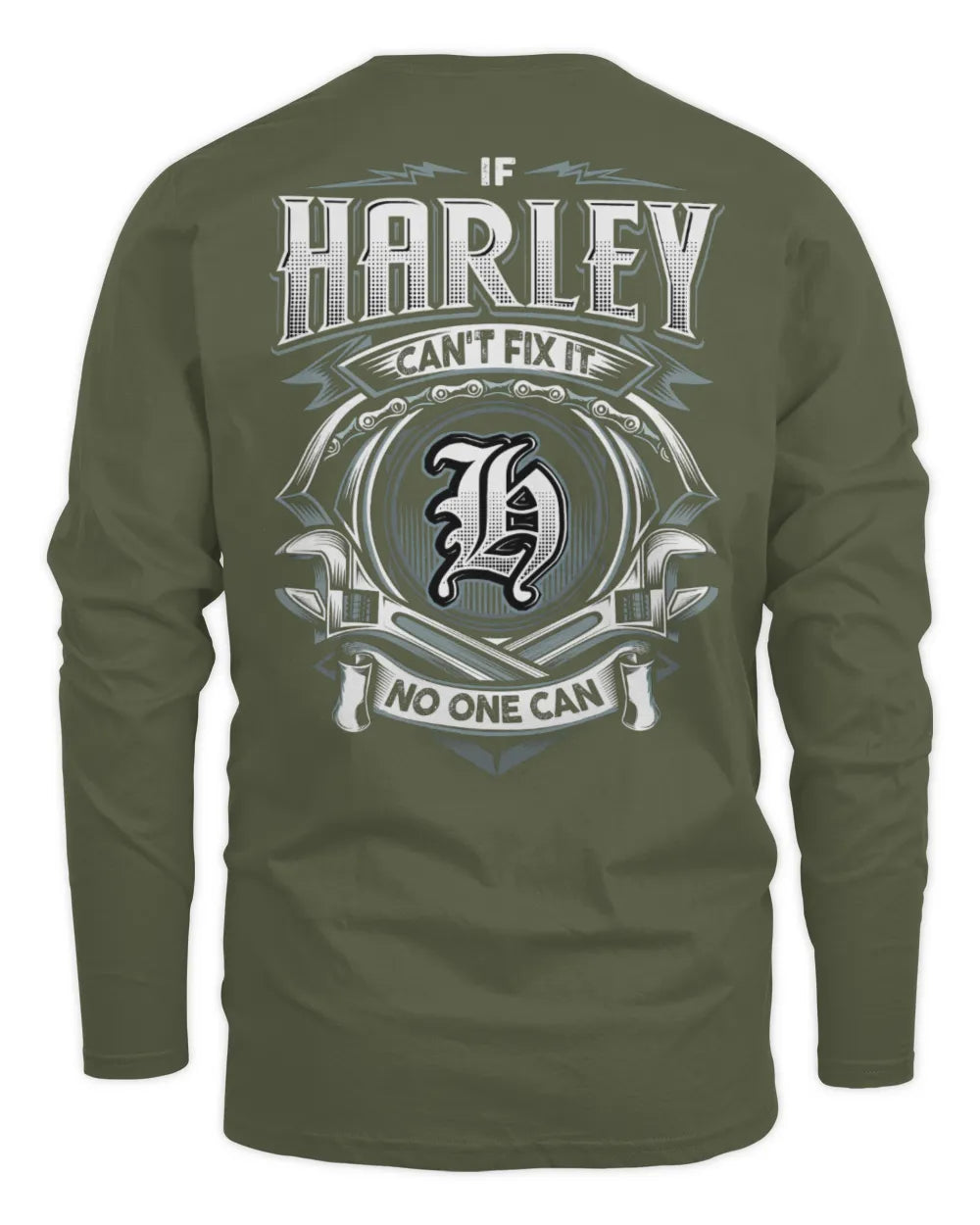 HARLEY AP81-K4-626 - Personalized Ahmed Quote Apparel “If Ahmed Can't Fix It, No One Can” - Men's Long Sleeved T-Shirt - Military Green