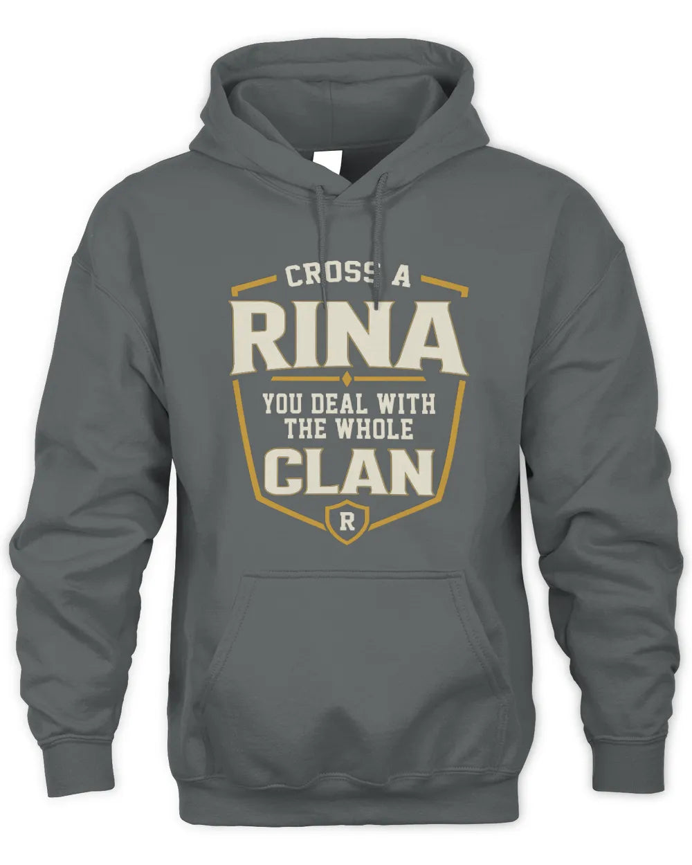 RINA NT1-K008 Cross A/An NAME, You Deal With the Whole Clan | Personalized Vintage T-Shirt - Unisex Hoodie - Charcoal