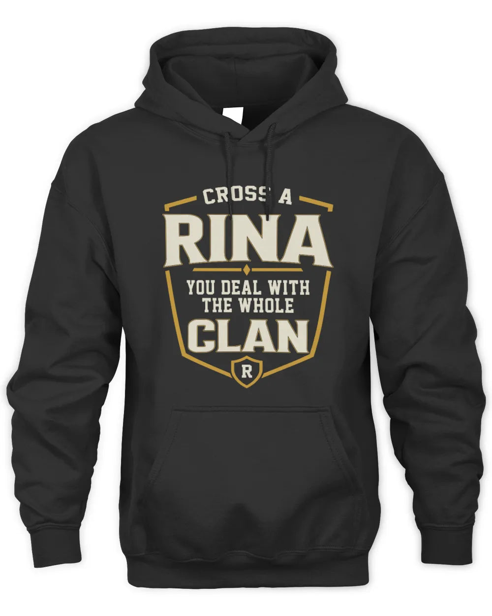 RINA NT1-K008 Cross A/An NAME, You Deal With the Whole Clan | Personalized Vintage T-Shirt - Unisex Hoodie - Black