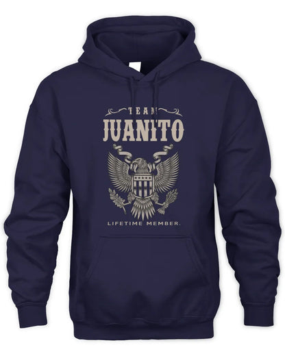JUANITO TP06-K82 – Personalized Classic Style Apparel “Team NAME Lifetime Member” - Unisex Hoodie - Navy