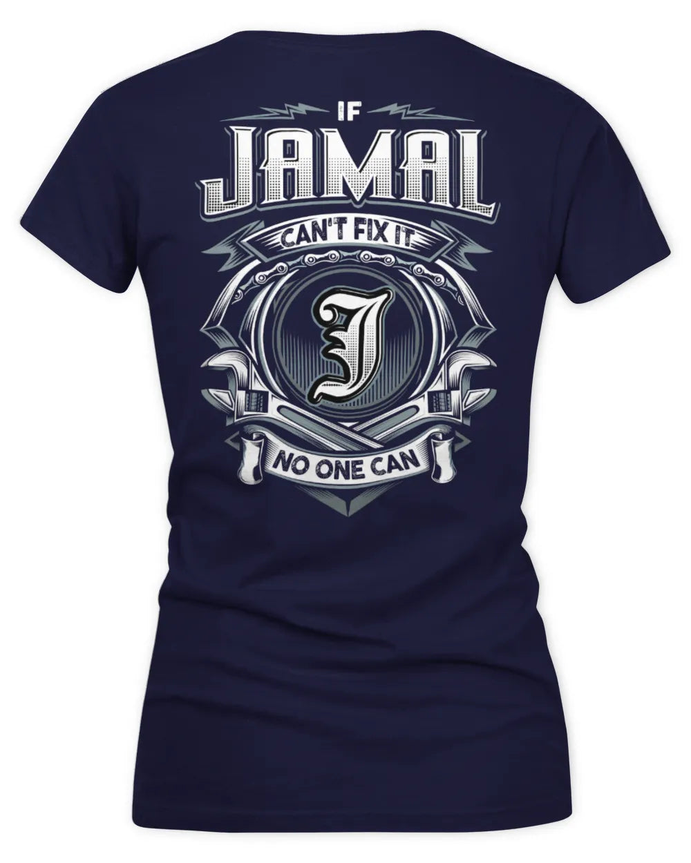 JAMAL AP81-K4-626 - Personalized Ahmed Quote Apparel “If Ahmed Can't Fix It, No One Can” - Women's V-Neck T-Shirt - Navy