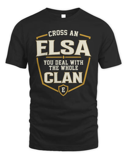 ELSA NT1-K008 Cross A/An NAME, You Deal With the Whole Clan | Personalized Vintage T-Shirt - Unisex Standard T-Shirt - Black