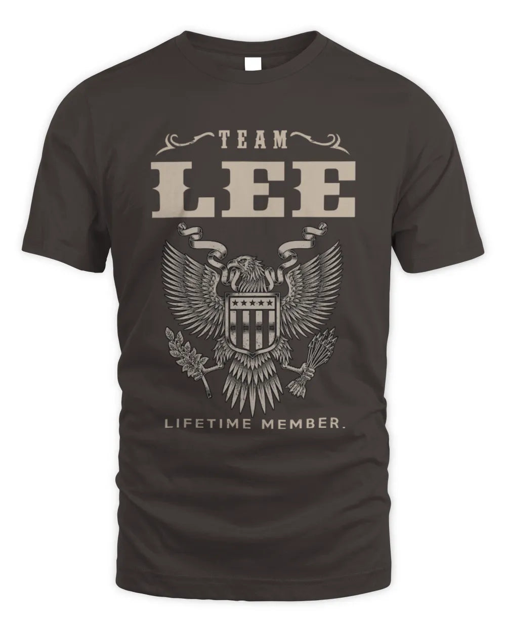 LEE TP06-K82 – Personalized Classic Style Apparel “Team NAME Lifetime Member” - Unisex Standard T-Shirt - Dark Chocolate