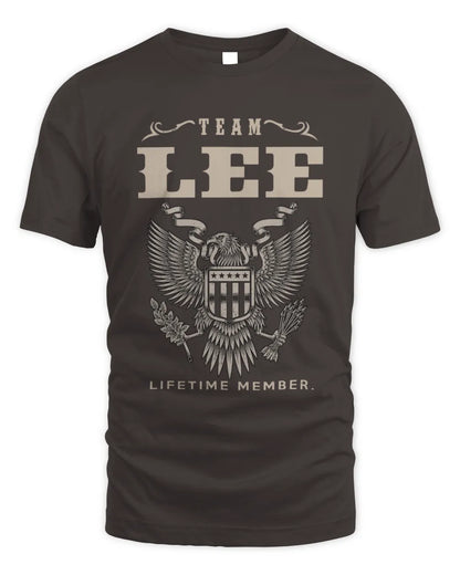 LEE TP06-K82 – Personalized Classic Style Apparel “Team NAME Lifetime Member” - Unisex Standard T-Shirt - Dark Chocolate