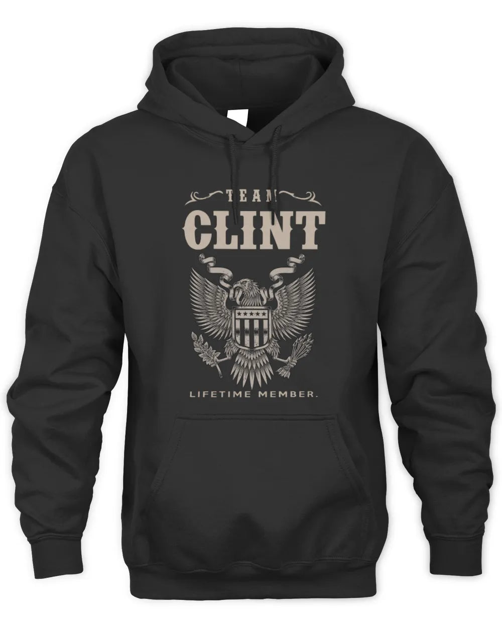 CLINT TP06-K82 – Personalized Classic Style Apparel “Team NAME Lifetime Member” - Unisex Hoodie - Black