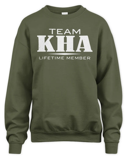 KHA BL62-K4-128 - Personalized “Team NAME Lifetime Member” - Unisex Sweatshirt - Military Green
