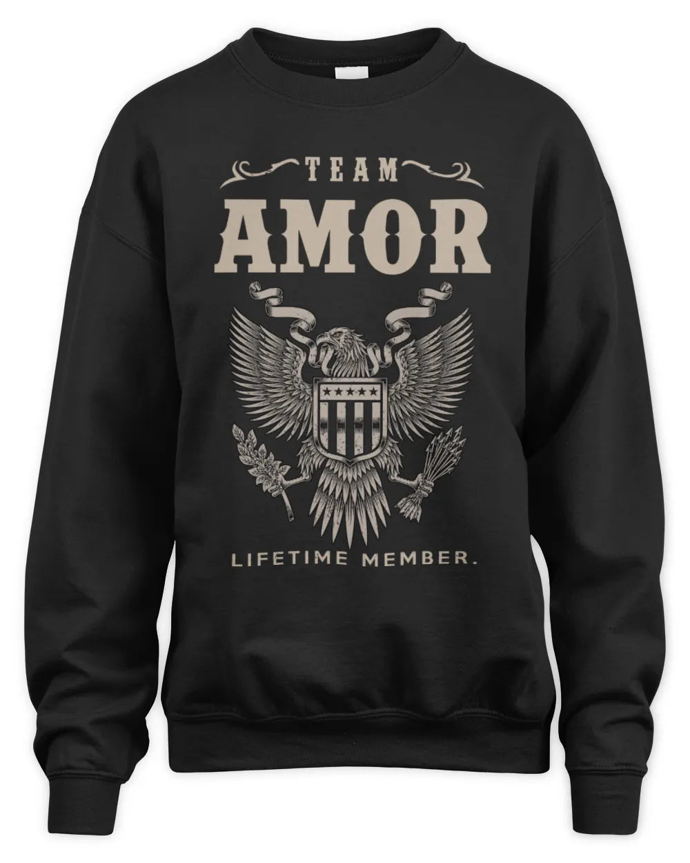 AMOR TP06-K82 – Personalized Classic Style Apparel “Team NAME Lifetime Member” - Unisex Sweatshirt - Black
