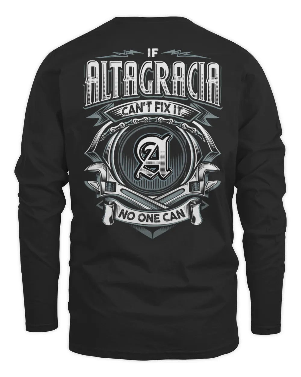 ALTAGRACIA AP81-K4-626 - Personalized Ahmed Quote Apparel “If Ahmed Can't Fix It, No One Can” - Men's Long Sleeved T-Shirt - Black