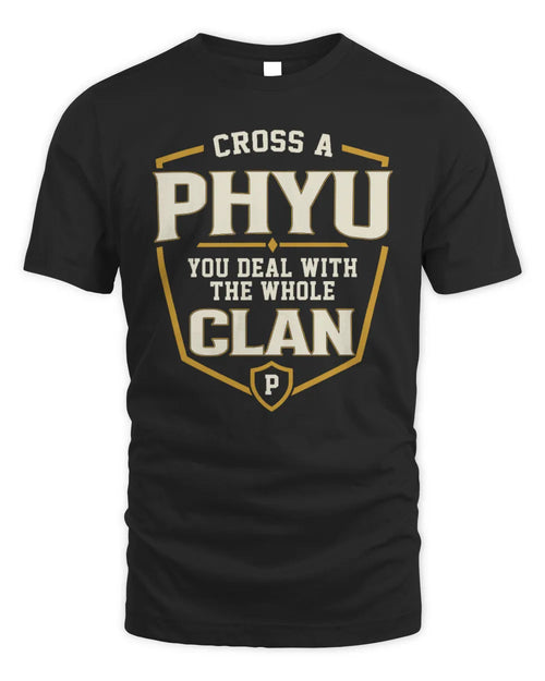 PHYU NT1-K008 Cross A/An NAME, You Deal With the Whole Clan | Personalized Vintage T-Shirt - Unisex Standard T-Shirt - Black