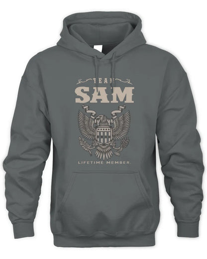 SAM TP06-K82 – Personalized Classic Style Apparel “Team NAME Lifetime Member” - Unisex Hoodie - Charcoal