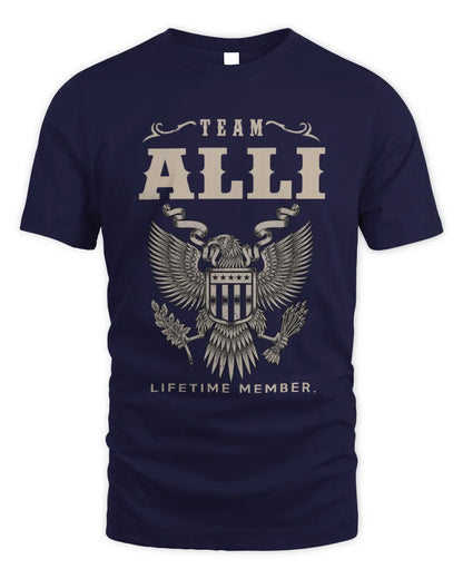 ALLI TP06-K82 – Personalized Classic Style Apparel “Team NAME Lifetime Member” - Unisex Standard T-Shirt - Navy