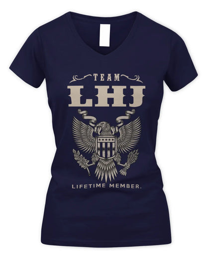 LHJ TP06-K82 – Personalized Classic Style Apparel “Team NAME Lifetime Member” - Women's V-Neck T-Shirt - Navy