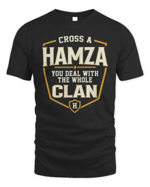 HAMZA NT1-K008 Cross A/An NAME, You Deal With the Whole Clan | Personalized Vintage T-Shirt - Unisex Standard T-Shirt - Black