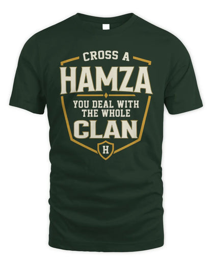HAMZA NT1-K008 Cross A/An NAME, You Deal With the Whole Clan | Personalized Vintage T-Shirt - Unisex Standard T-Shirt - Forest Green