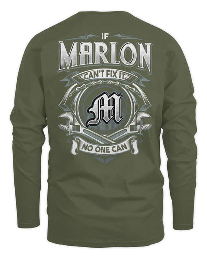 MARLON AP81-K4-626 - Personalized Ahmed Quote Apparel “If Ahmed Can't Fix It, No One Can” - Men's Long Sleeved T-Shirt - Military Green