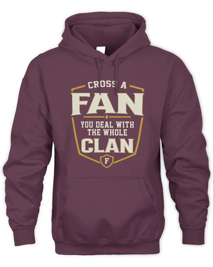FAN NT1-K008 Cross A/An NAME, You Deal With the Whole Clan | Personalized Vintage T-Shirt - Unisex Hoodie - Maroon