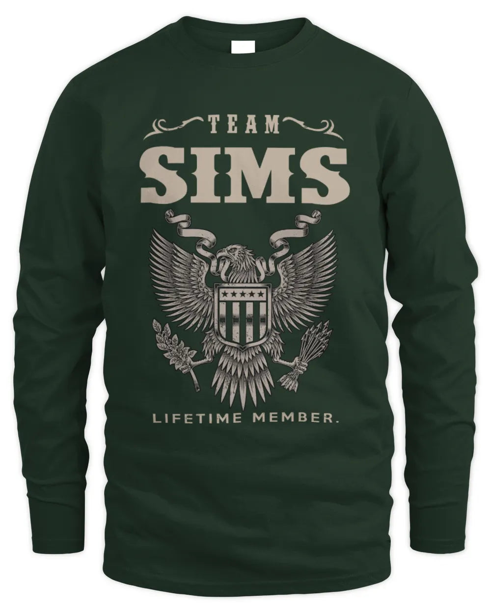 SIMS TP06-K82 – Personalized Classic Style Apparel “Team NAME Lifetime Member” - Men's Long Sleeved T-Shirt - Forest Green