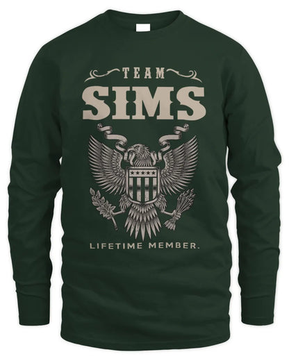 SIMS TP06-K82 – Personalized Classic Style Apparel “Team NAME Lifetime Member” - Men's Long Sleeved T-Shirt - Forest Green
