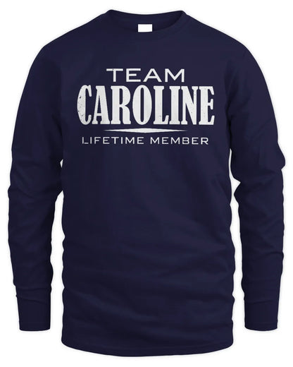 CAROLINE BL62-K4-128 - Personalized “Team NAME Lifetime Member” - Men's Long Sleeved T-Shirt - Navy