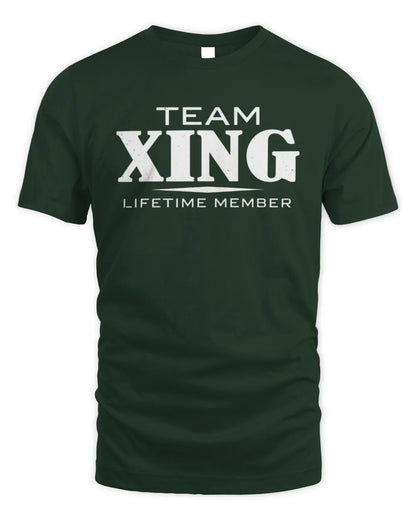 XING BL62-K4-128 - Personalized “Team NAME Lifetime Member” - Unisex Standard T-Shirt - Forest Green