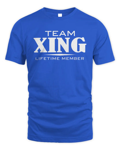 XING BL62-K4-128 - Personalized “Team NAME Lifetime Member” - Unisex Standard T-Shirt - Royal