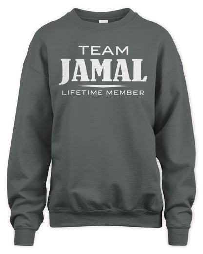 JAMAL BL62-K4-128 - Personalized “Team NAME Lifetime Member” - Unisex Sweatshirt - Charcoal