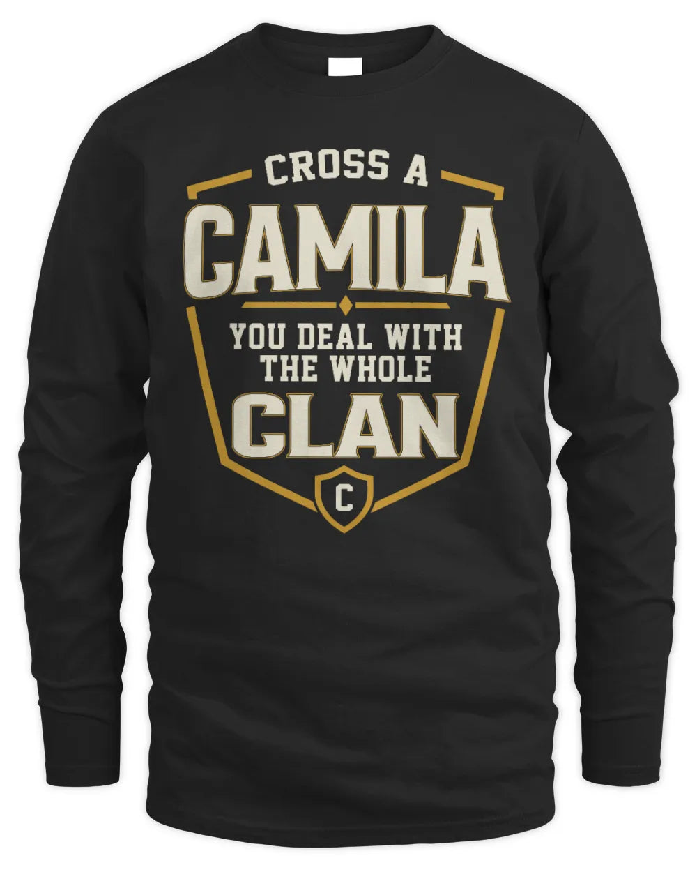 CAMILA NT1-K008 Cross A/An NAME, You Deal With the Whole Clan | Personalized Vintage T-Shirt - Men's Long Sleeved T-Shirt - Black
