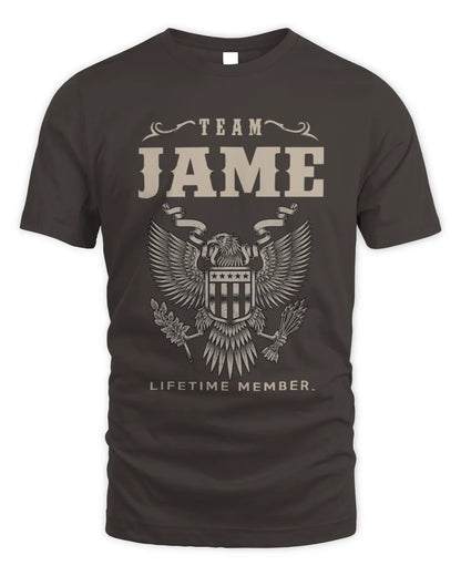 JAME TP06-K82 – Personalized Classic Style Apparel “Team NAME Lifetime Member” - Unisex Standard T-Shirt - Dark Chocolate