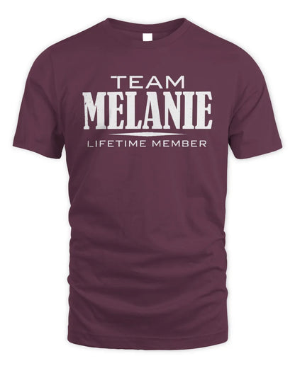 MELANIE BL62-K4-128 - Personalized “Team NAME Lifetime Member” - Unisex Standard T-Shirt - Maroon