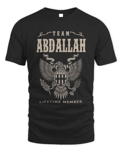 ABDALLAH TP06-K82 – Personalized Classic Style Apparel “Team NAME Lifetime Member” - Unisex Standard T-Shirt - Black
