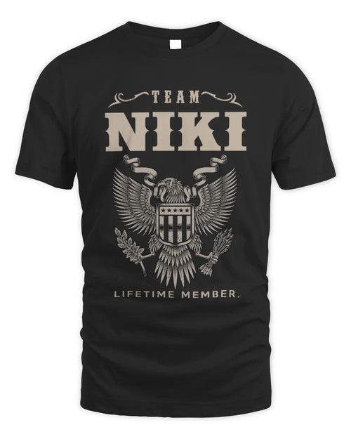 NIKI TP06-K82 – Personalized Classic Style Apparel “Team NAME Lifetime Member” - Unisex Standard T-Shirt - Black
