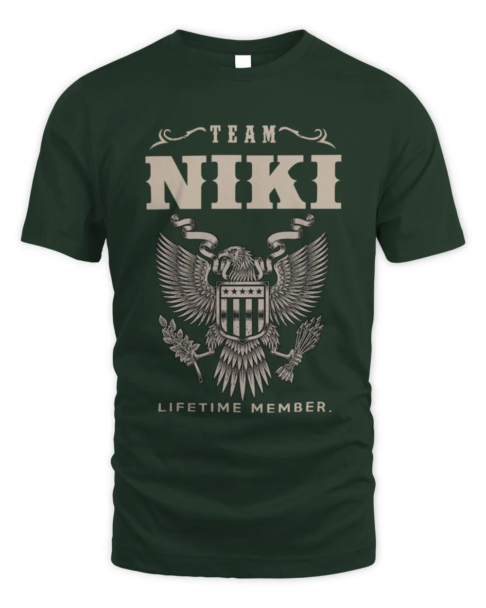 NIKI TP06-K82 – Personalized Classic Style Apparel “Team NAME Lifetime Member” - Unisex Standard T-Shirt - Forest Green