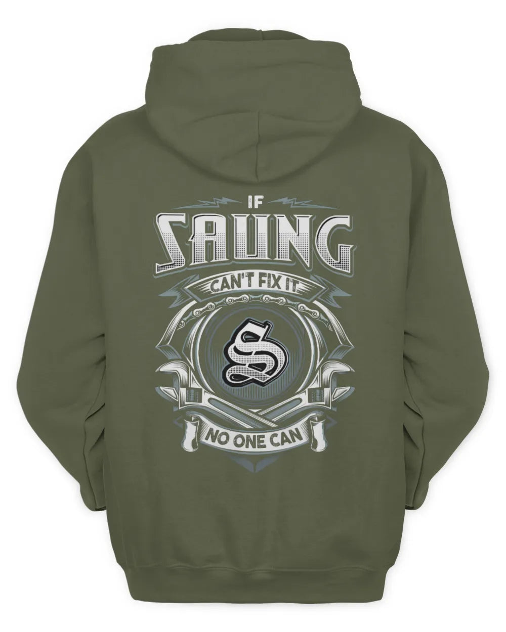 SAUNG AP81-K4-626 - Personalized Ahmed Quote Apparel “If Ahmed Can't Fix It, No One Can” - Unisex Hoodie - Military Green