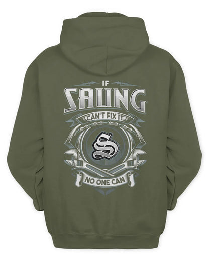 SAUNG AP81-K4-626 - Personalized Ahmed Quote Apparel “If Ahmed Can't Fix It, No One Can” - Unisex Hoodie - Military Green