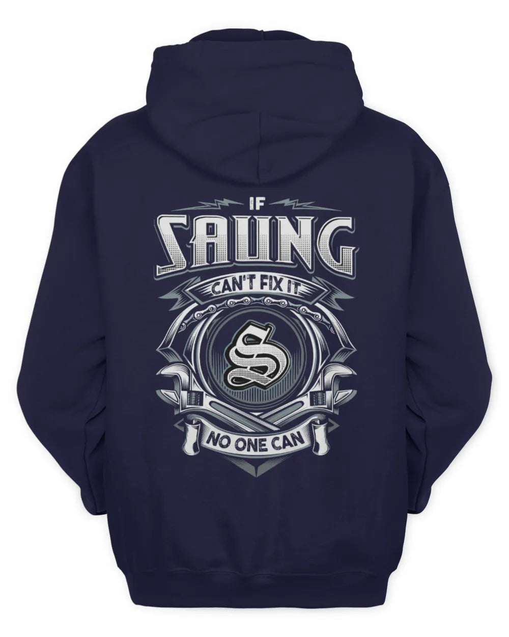 SAUNG AP81-K4-626 - Personalized Ahmed Quote Apparel “If Ahmed Can't Fix It, No One Can” - Unisex Hoodie - Navy