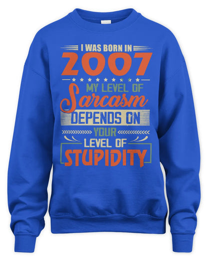 2007 HH89-K2 – Vintage Born to Be Sarcastic T-Shirt - Unisex Sweatshirt - Royal