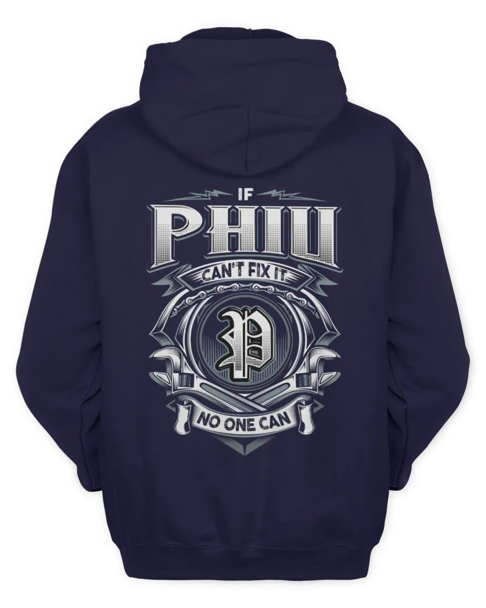 PHIU AP81-K4-626 - Personalized Ahmed Quote Apparel “If Ahmed Can't Fix It, No One Can” - Unisex Hoodie - Navy