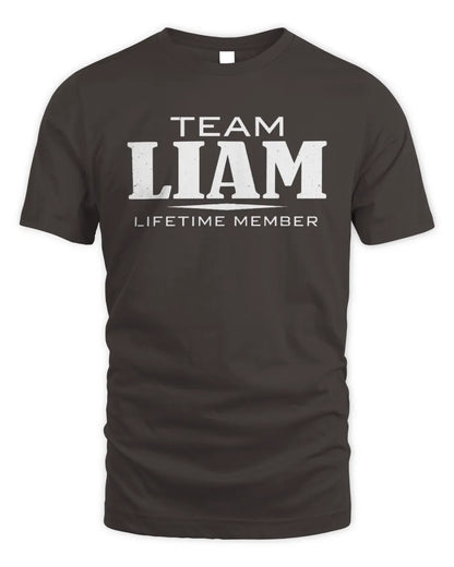 LIAM BL62-K4-128 - Personalized “Team NAME Lifetime Member” - Unisex Standard T-Shirt - Dark Chocolate