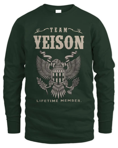 YEISON TP06-K82 – Personalized Classic Style Apparel “Team NAME Lifetime Member” - Men's Long Sleeved T-Shirt - Forest Green