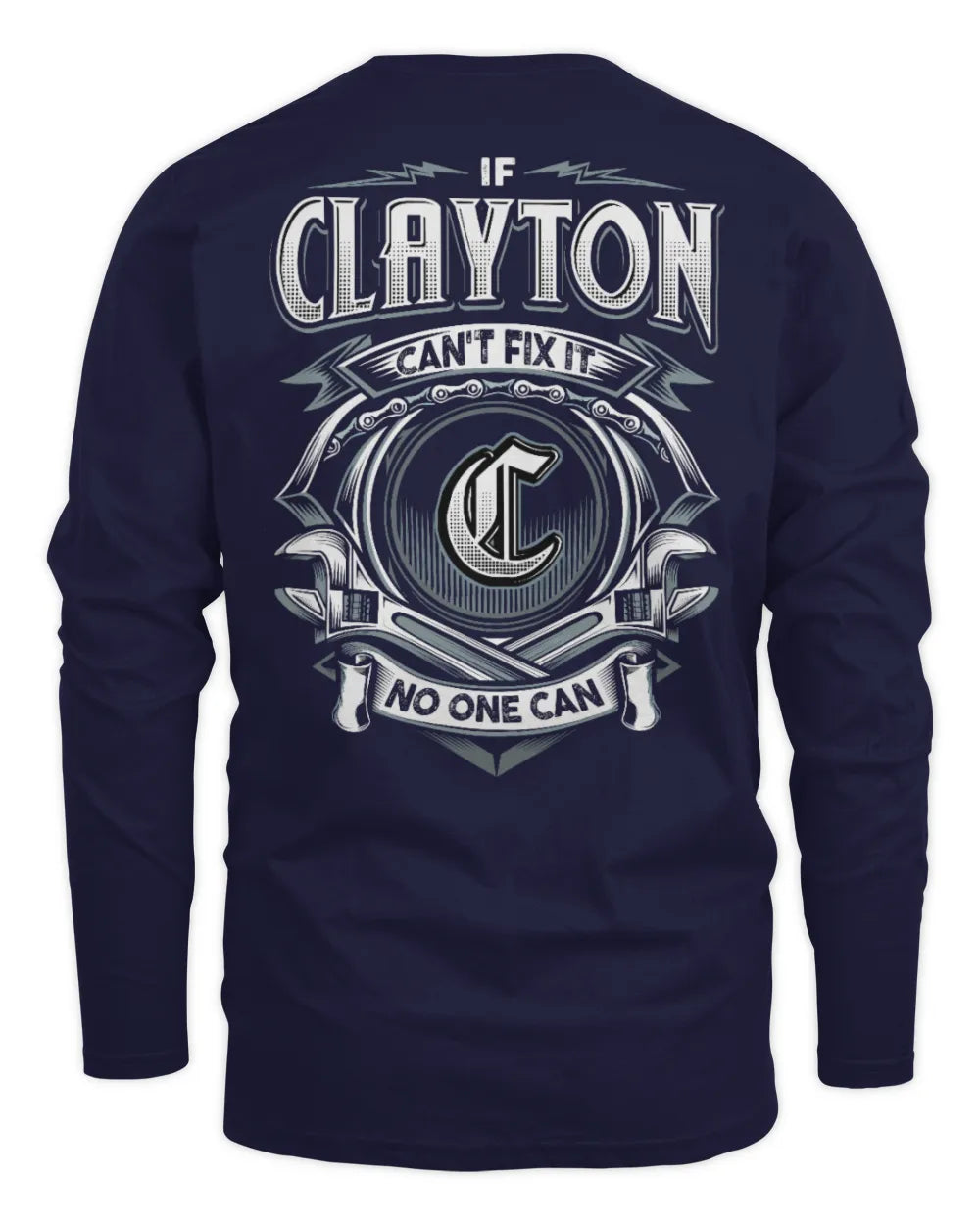 CLAYTON AP81-K4-626 - Personalized Ahmed Quote Apparel “If Ahmed Can't Fix It, No One Can” - Men's Long Sleeved T-Shirt - Navy