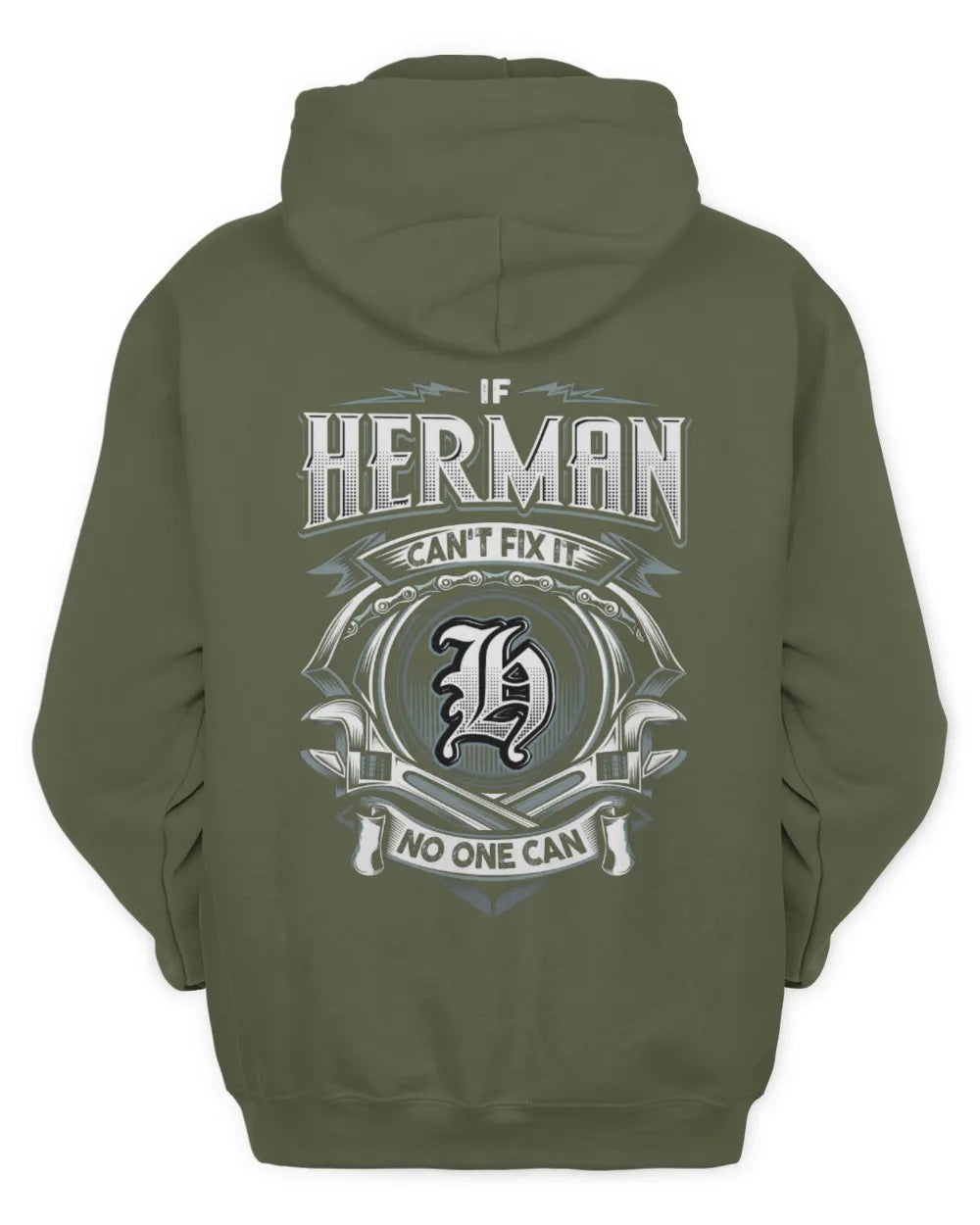 HERMAN AP81-K4-626 - Personalized Ahmed Quote Apparel “If Ahmed Can't Fix It, No One Can” - Unisex Hoodie - Military Green