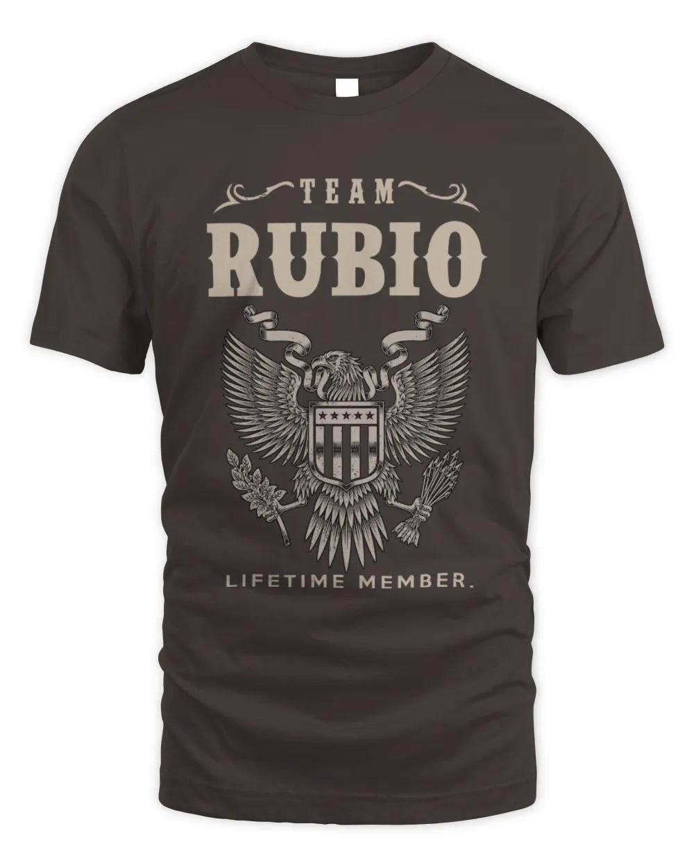 RUBIO TP06-K82 – Personalized Classic Style Apparel “Team NAME Lifetime Member” - Unisex Standard T-Shirt - Dark Chocolate