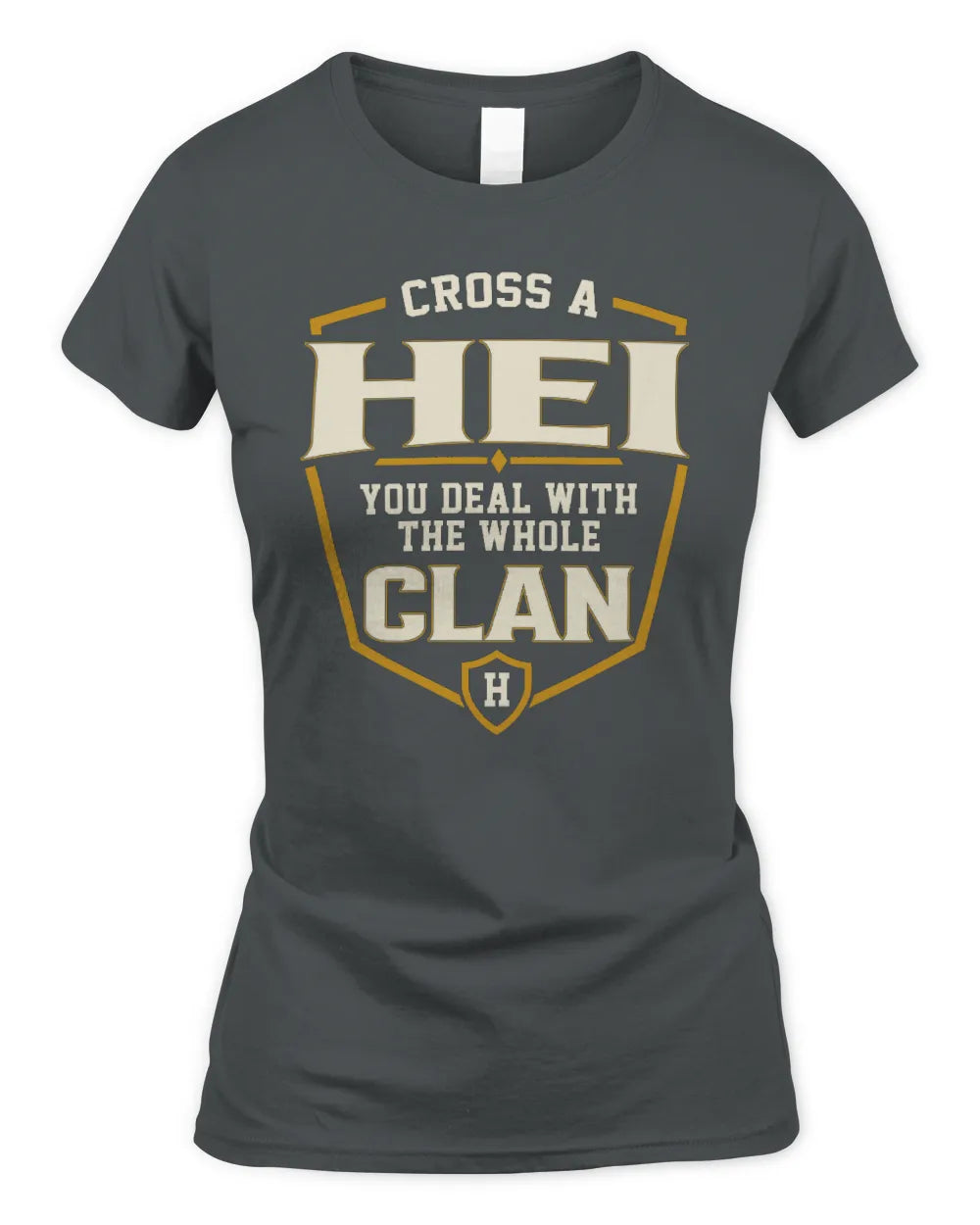 HEI NT1-K008 Cross A/An NAME, You Deal With the Whole Clan | Personalized Vintage T-Shirt - Women's Standard T-Shirt - Charcoal
