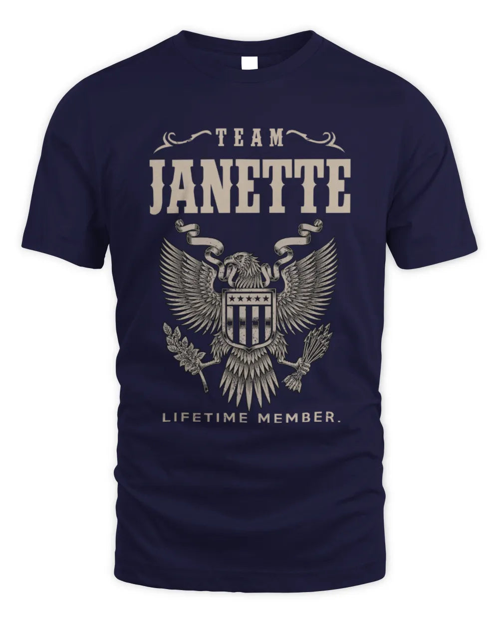 JANETTE TP06-K82 – Personalized Classic Style Apparel “Team NAME Lifetime Member” - Unisex Standard T-Shirt - Navy